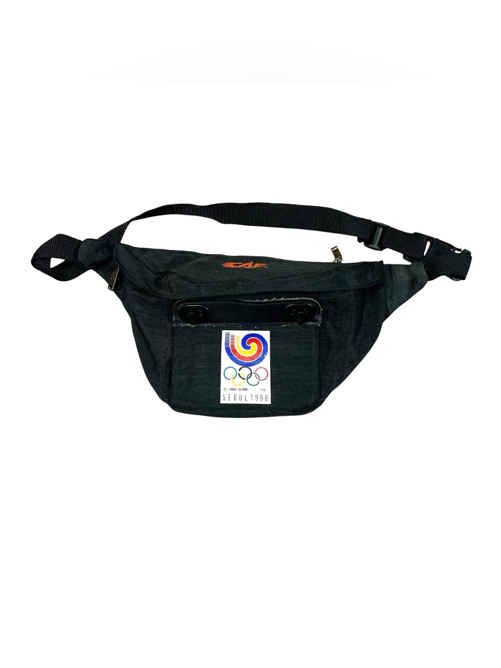 Vintage CAF 1988 Olympics Seoul Black Fanny Pack Bag Adjustable RARE 80s